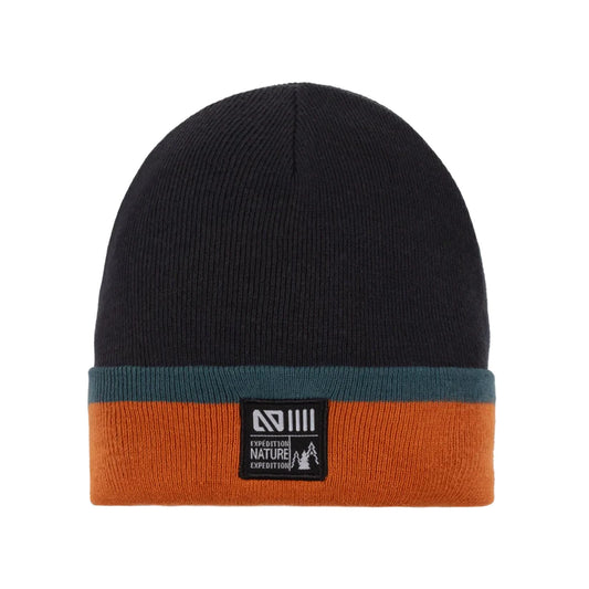 Tuque en tricot noire et orange Nano pour garçon 2 à 14 ans